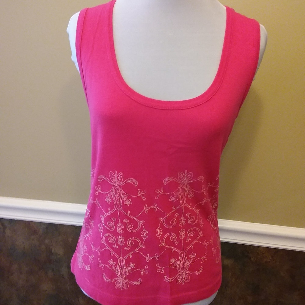 Austin Crystal beaded Scoop neck tank sz S